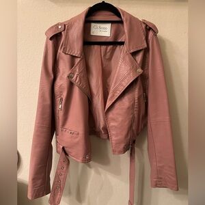 Pink leather like jacket- XL